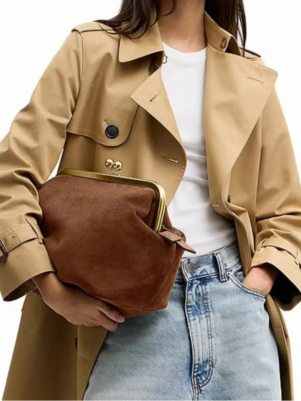 Coach 27 Kisslock Suede Frame Shoulder Bag